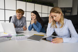 An employee experiencing empathy burnout at work